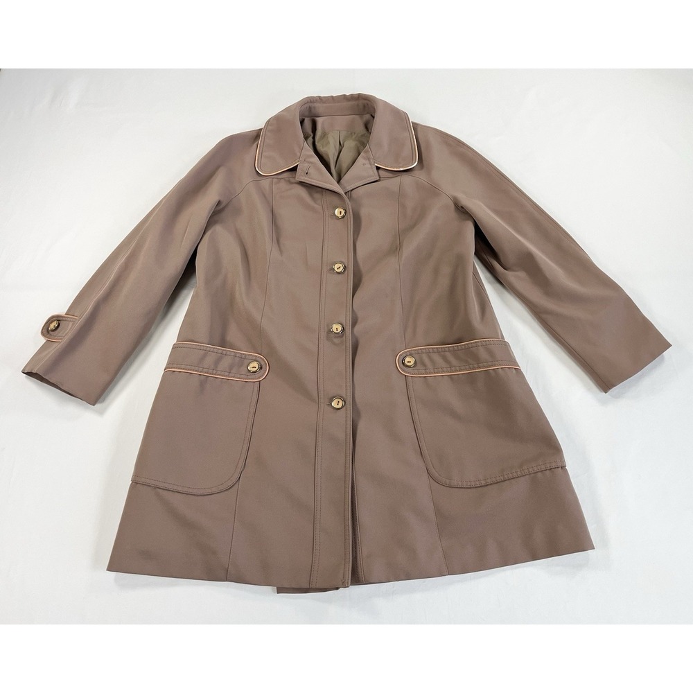 Vintage 1970s Forecaster Of Boston Rain Trench Coat Mauve Womens L 13/14